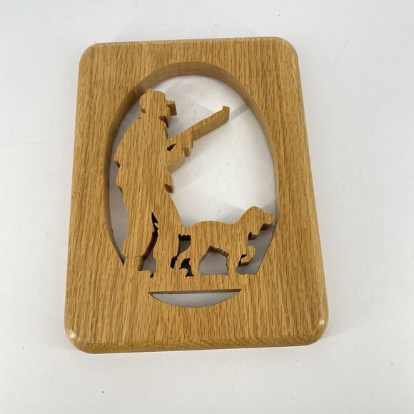 Vintage Hunting Scene Carved Wood Wall Hanging Plague Handmade - Picture 1 of 5